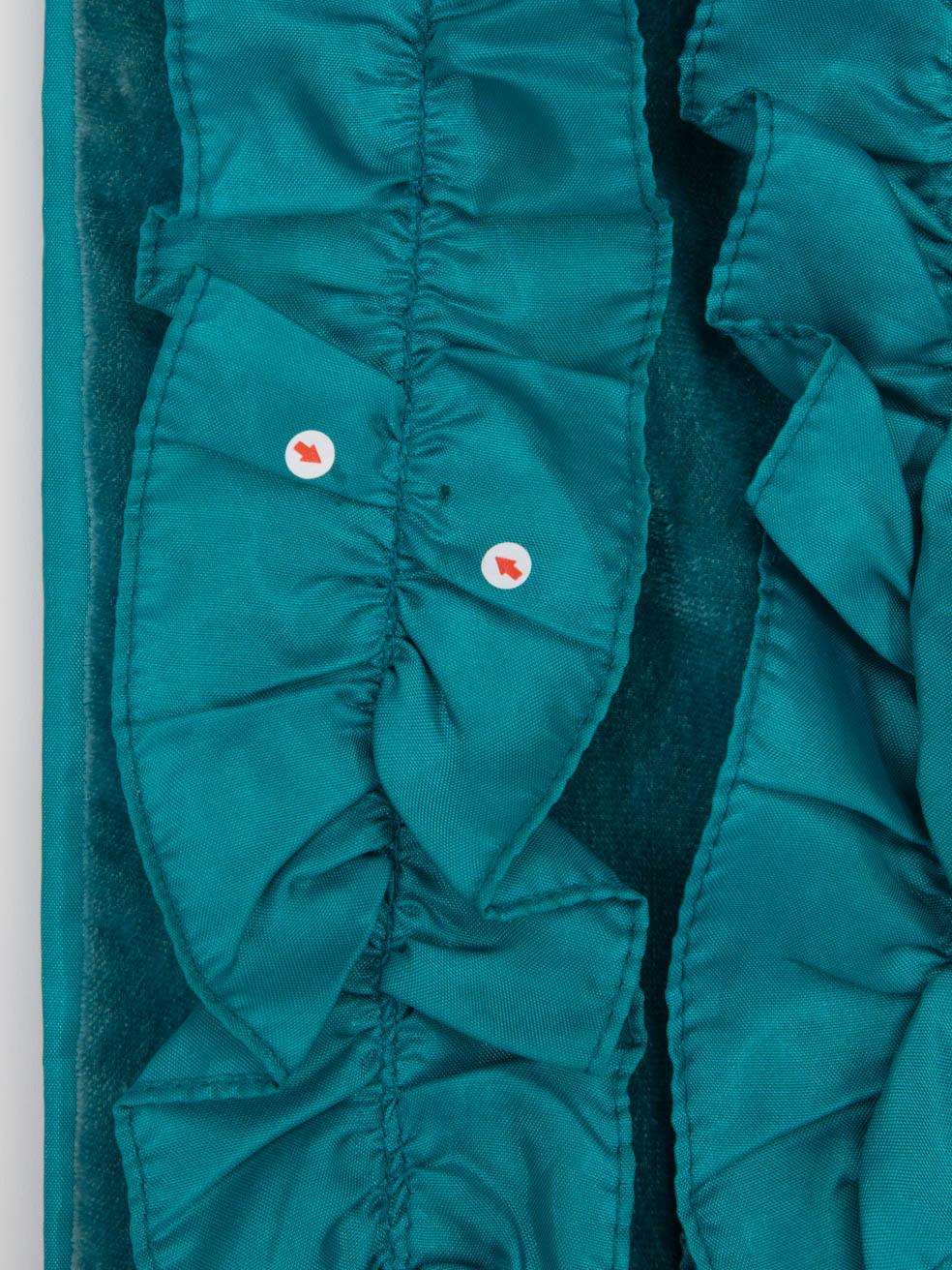 Prada Teal Ruffle Trim Velvet Panel Scarf 1