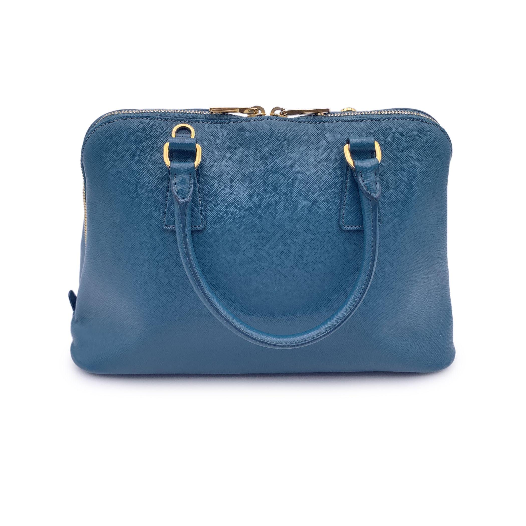 Prada Teal Saffiano Leder Promenade Tote Satchel Tasche Handtasche Damen
