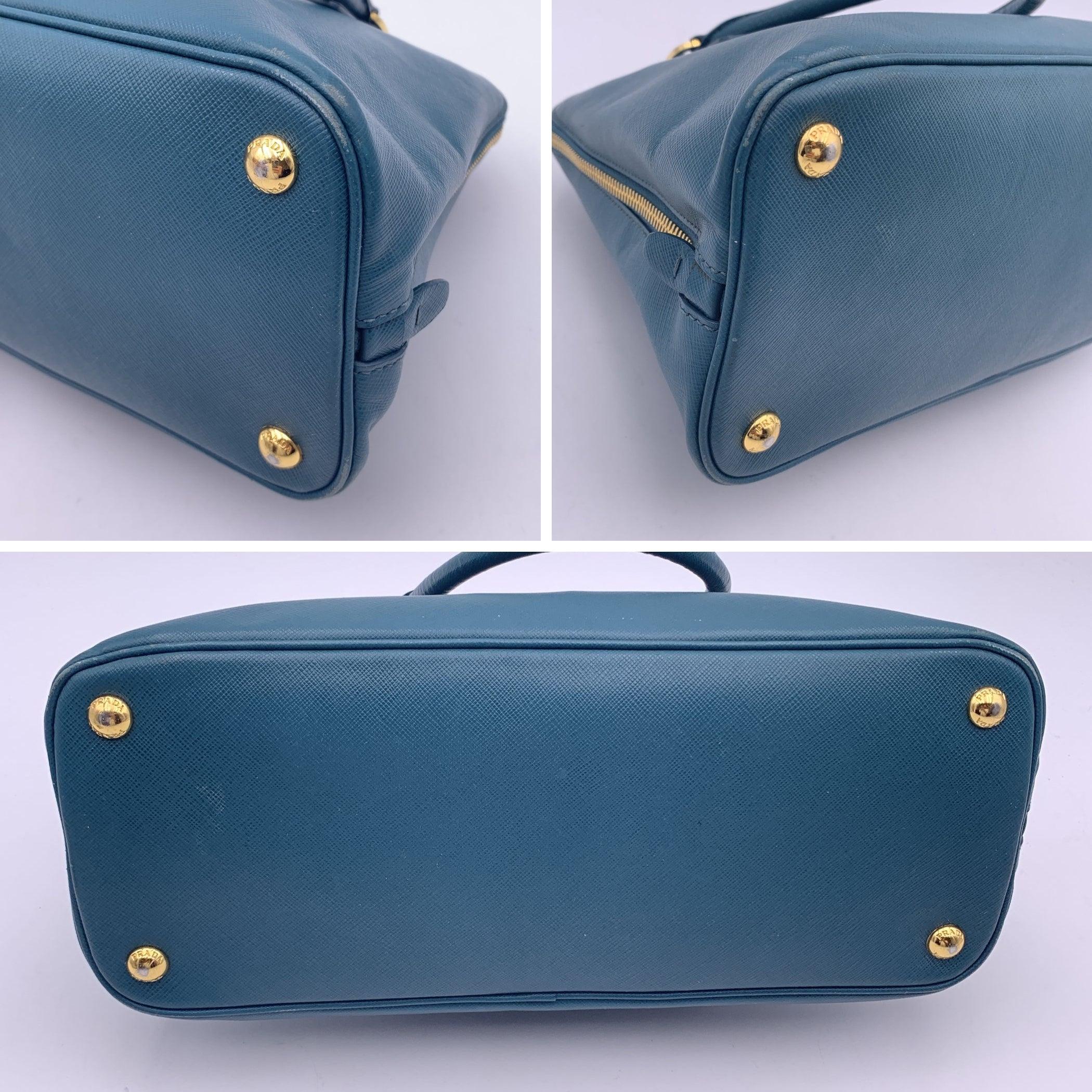 Prada Teal Saffiano Leder Promenade Tote Satchel Tasche Handtasche 1