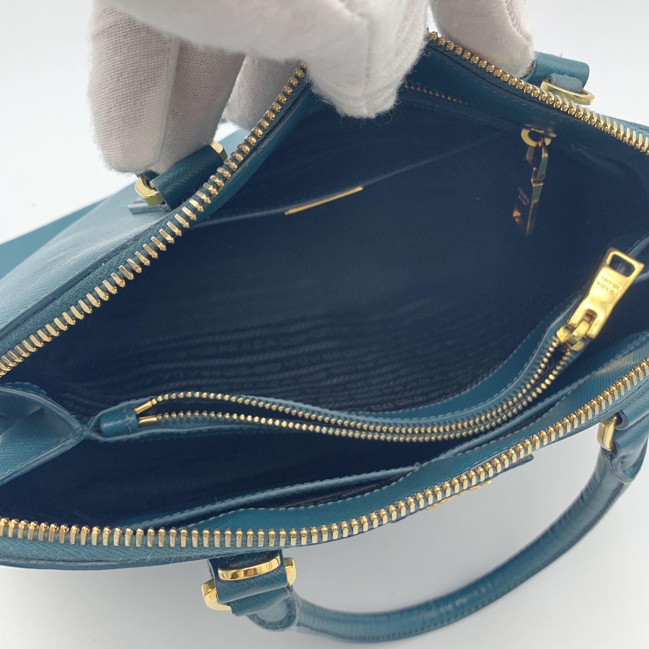 Prada Teal Saffiano Leder Promenade Tote Satchel Tasche Handtasche 2