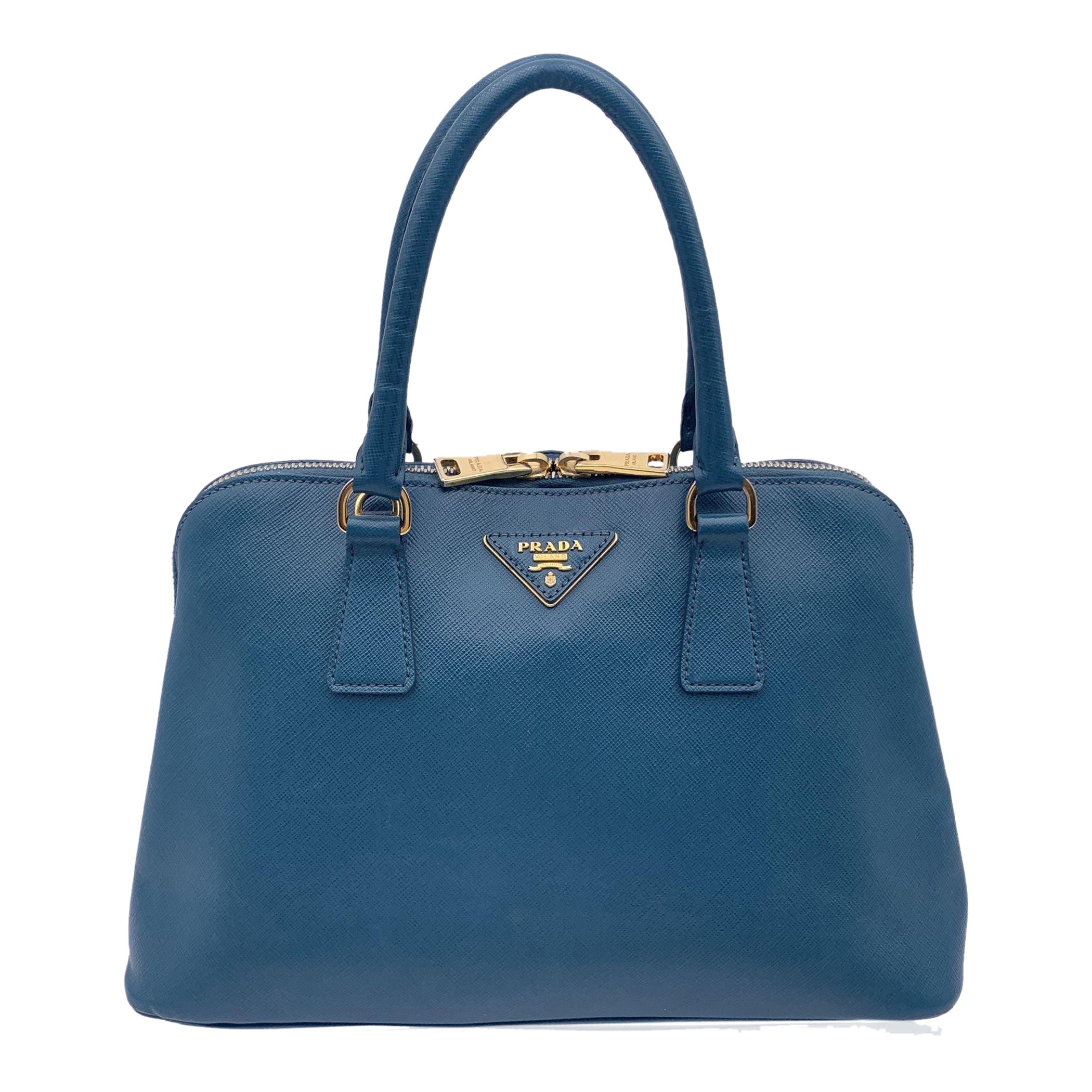 Prada Teal Saffiano Leder Promenade Tote Satchel Tasche Handtasche