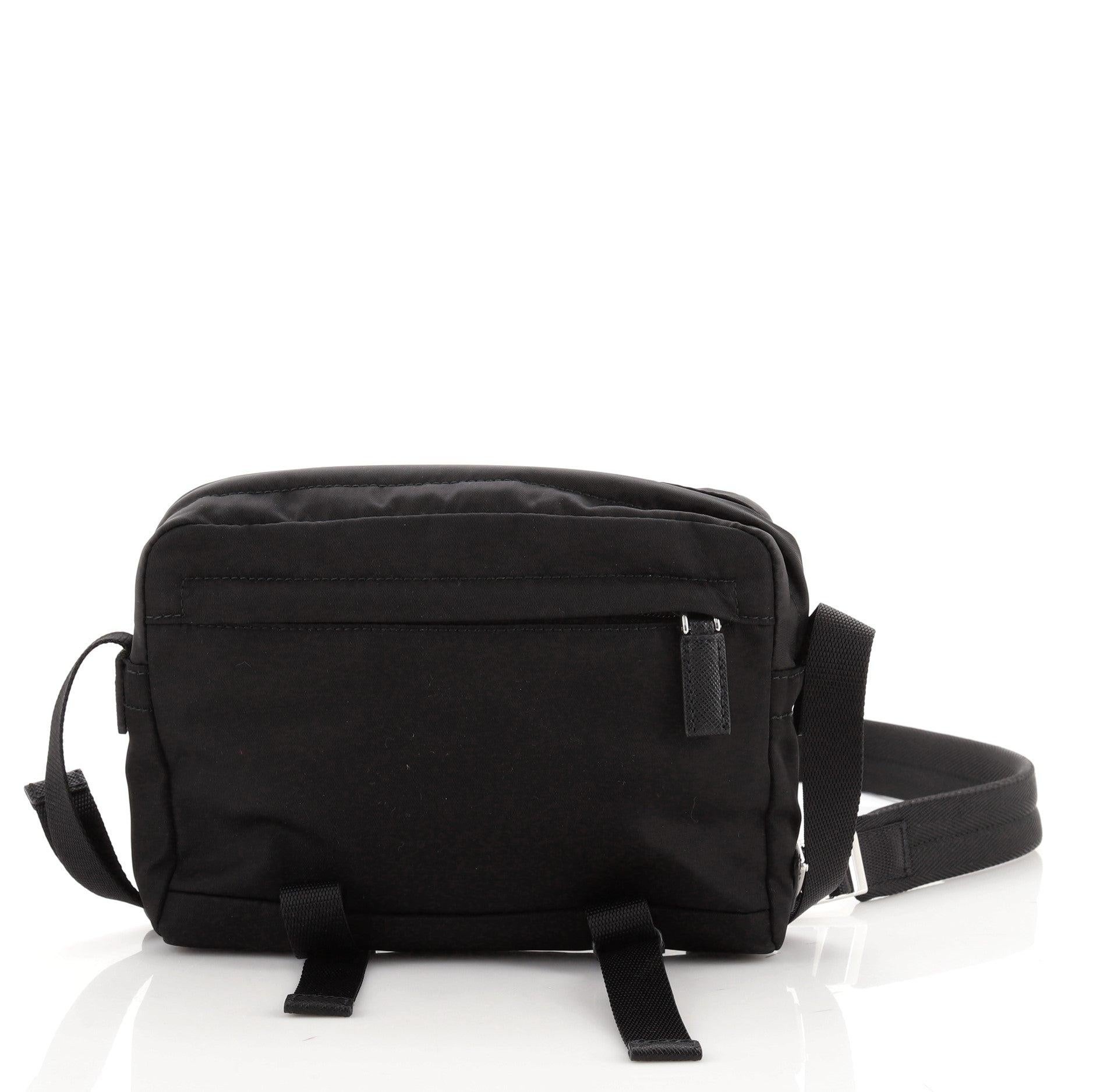 Black Prada Technical Zip Crossbody Bag Tessuto Small