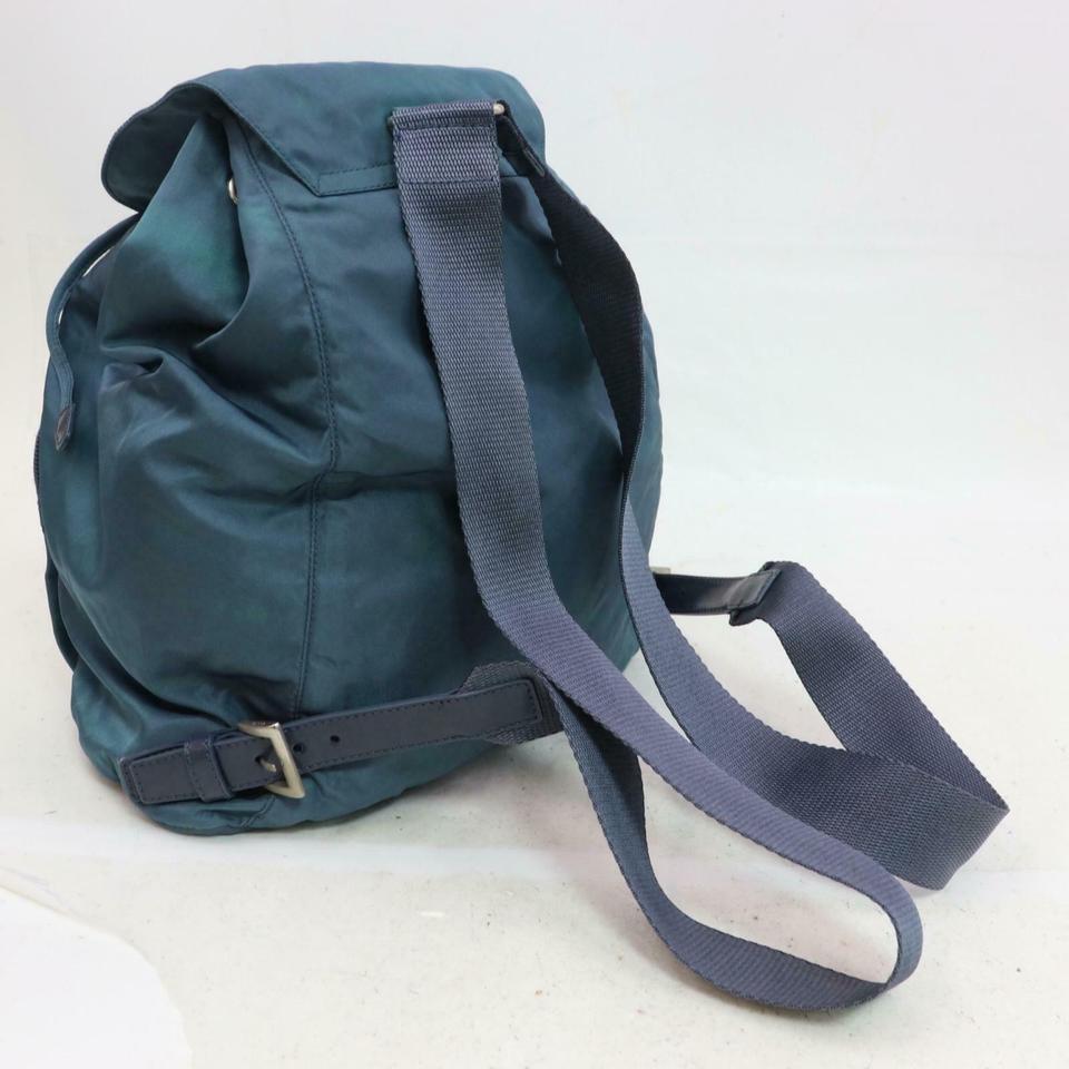 Prada Tessuto 870748 Blue Nylon Backpack In Good Condition In Dix hills, NY