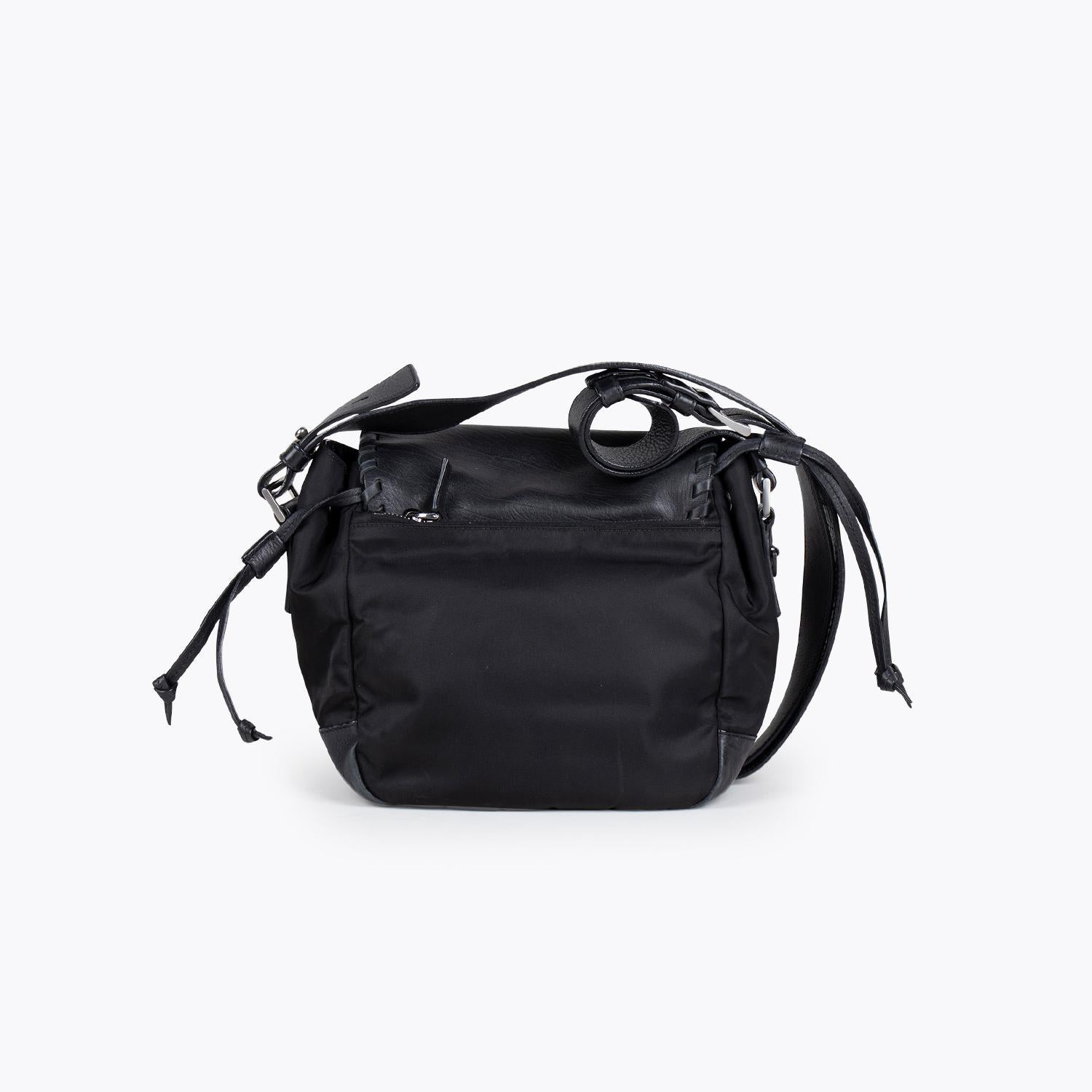 Black Prada Tessuto Calf Crossbody Bag For Sale