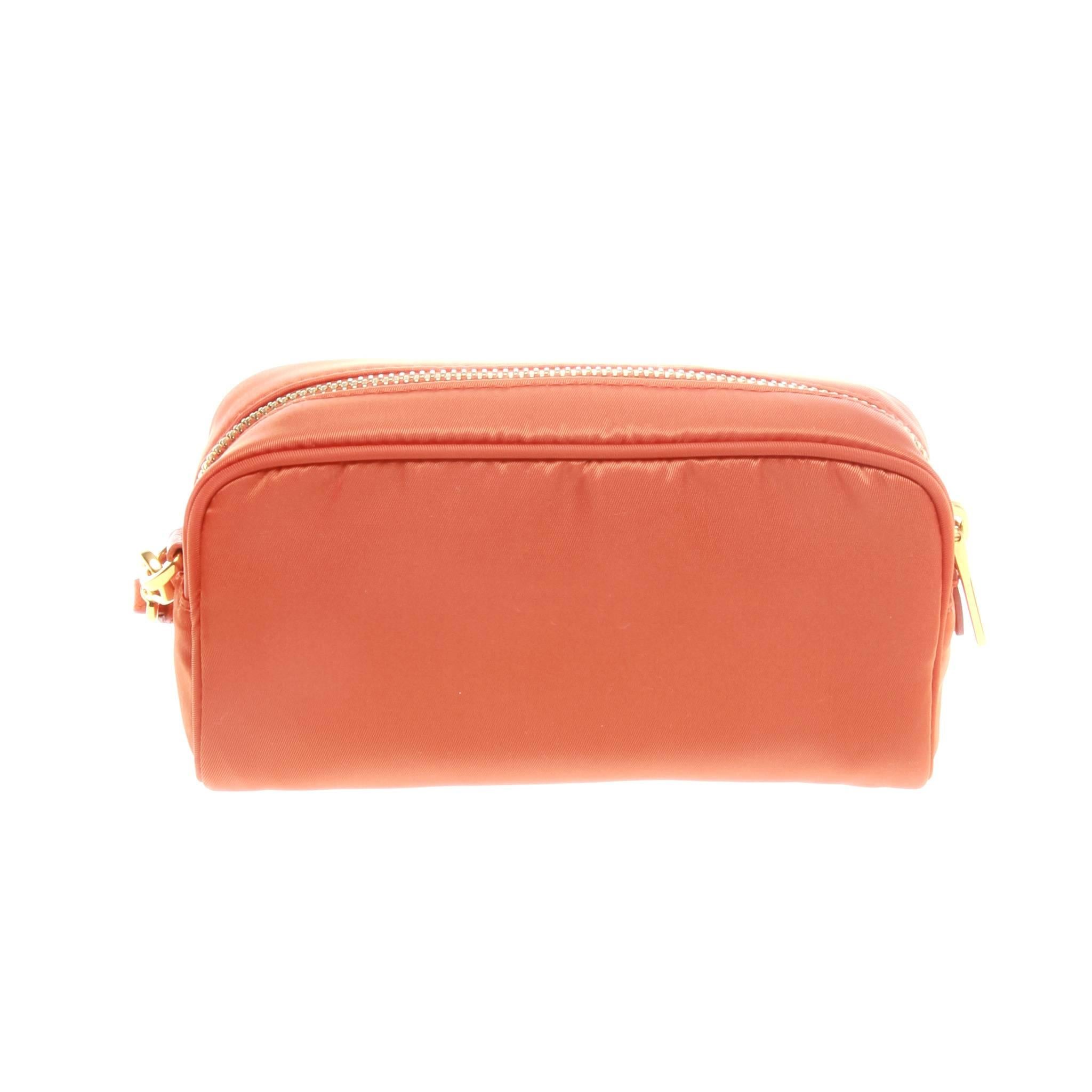 Orange Prada Tessuto Cosmetic Pouch