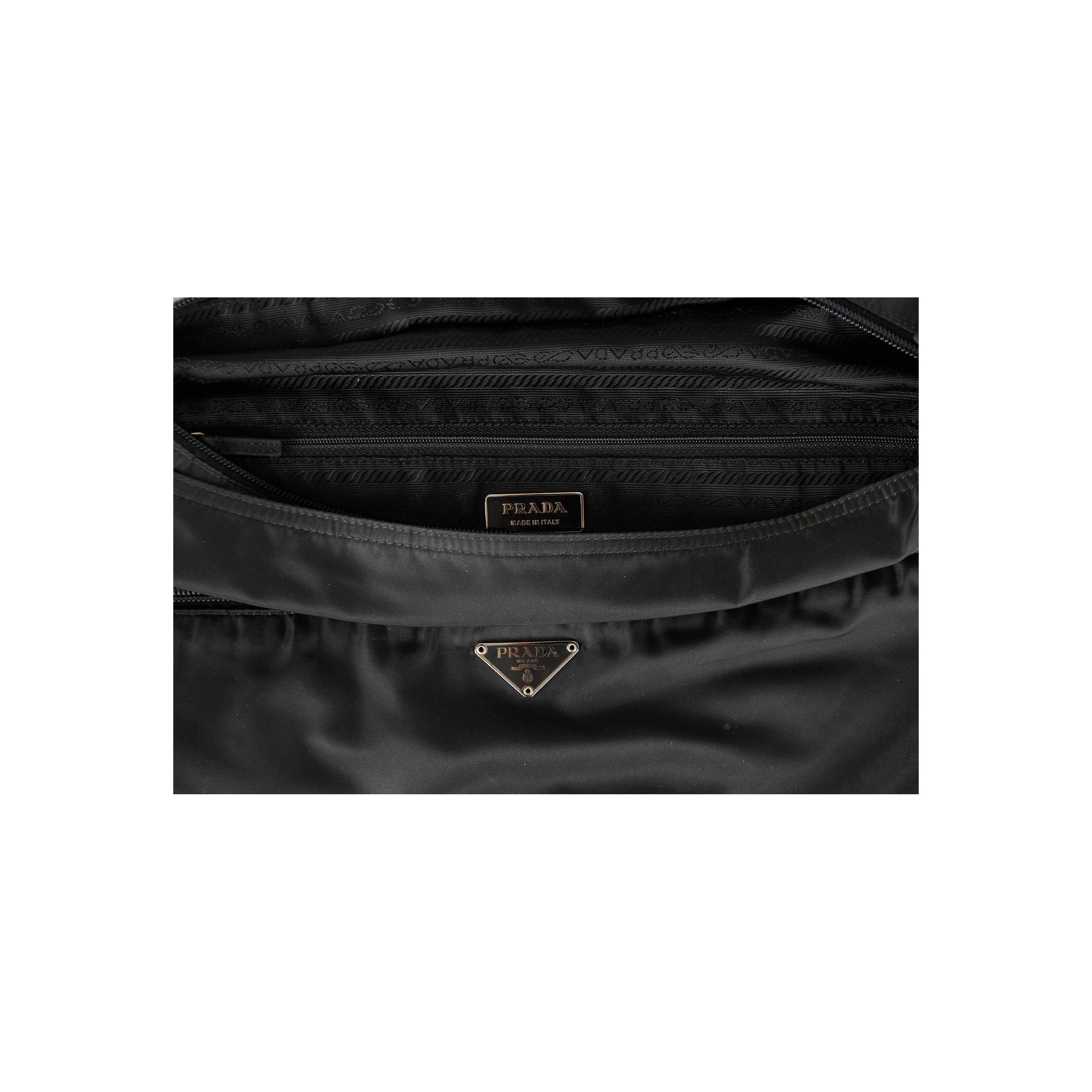 Black Prada Tessuto Crossbody Bag For Sale