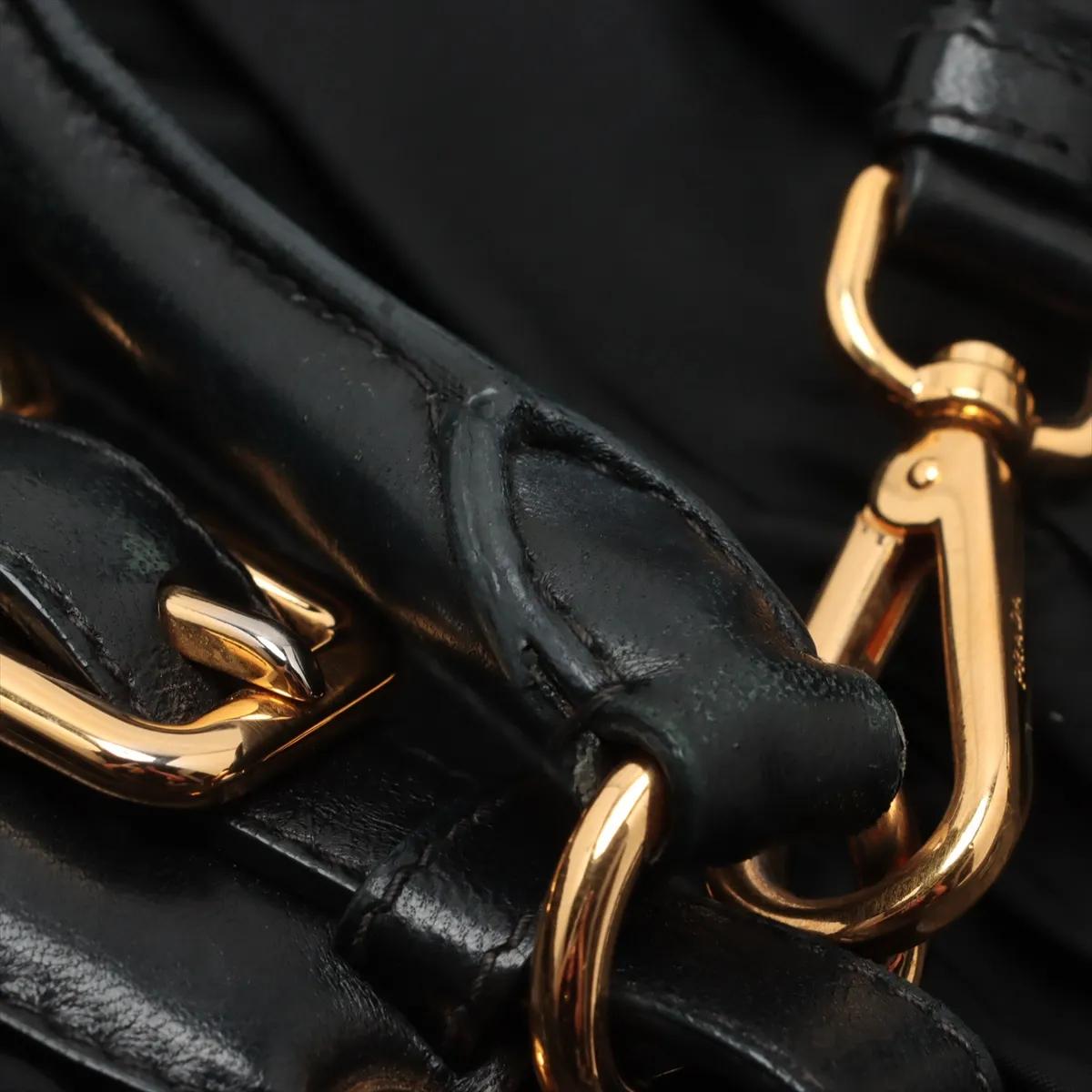 Prada Tessuto Gaufre Nylon Leather Two-Way Handbag Black im Angebot 7