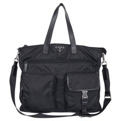 PRADA Tessuto Laptop Messenger Bag Black
