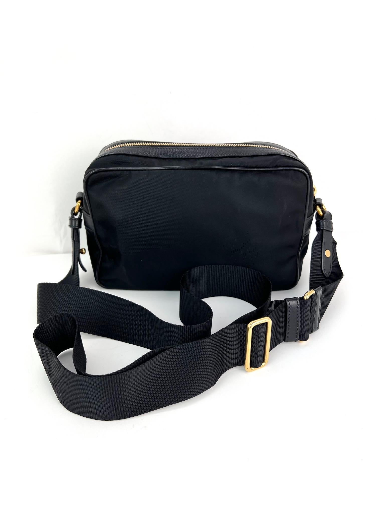 Prada Tessuto Nylon Bandoliera Black Crossbody Camera Bag For Sale 7