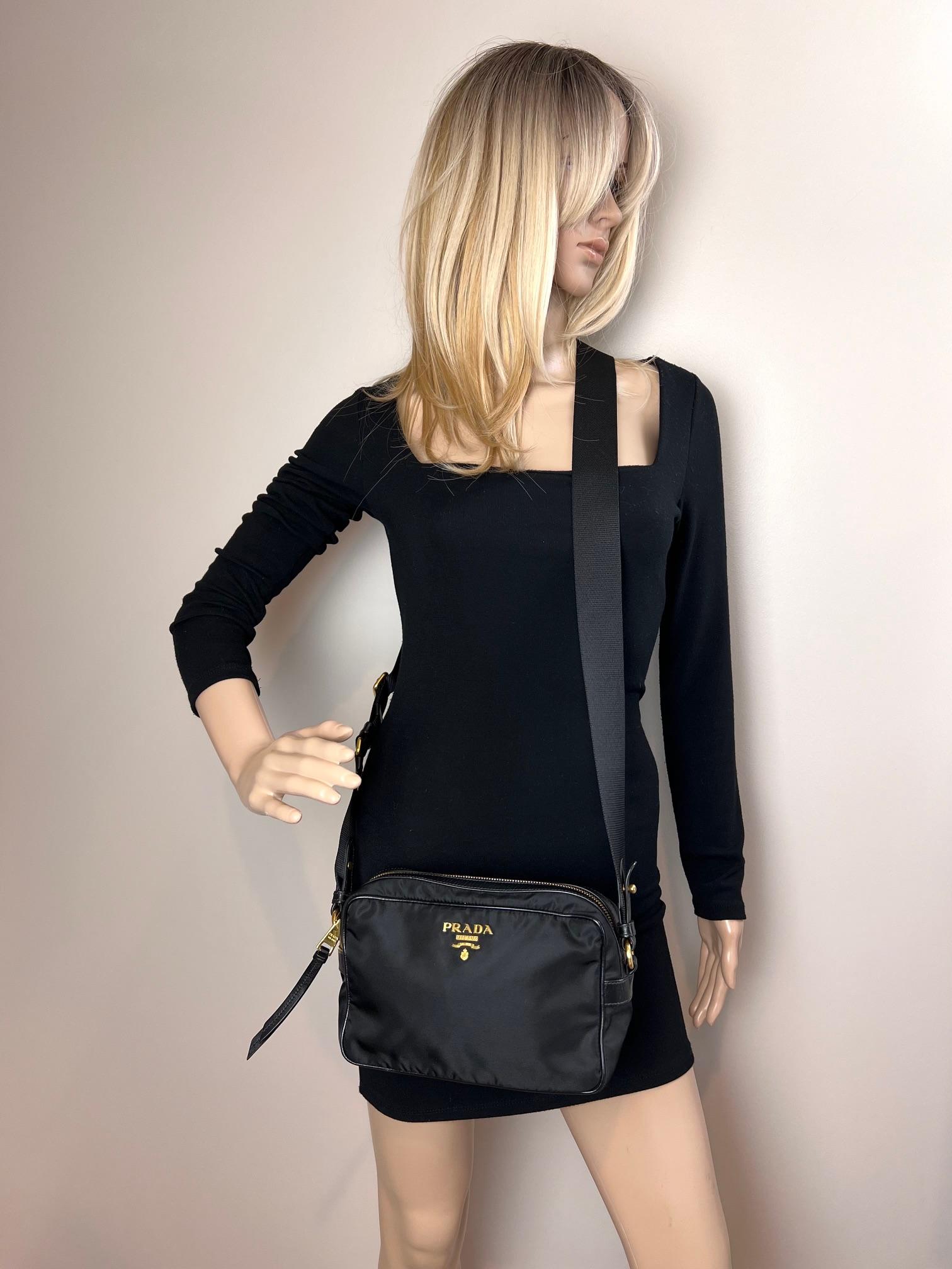 Prada Tessuto Nylon Bandoliera Black Crossbody Camera Bag For Sale 2