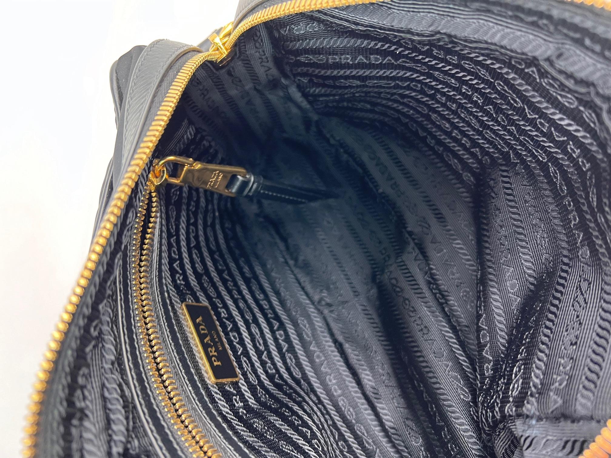 Prada Tessuto Nylon Bandoliera Black Crossbody Camera Bag For Sale 5