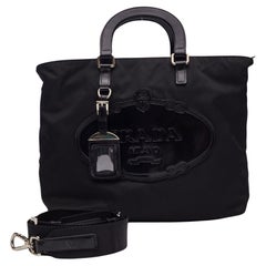 Prada Tessuto Nylon Black Logo Tote Bag