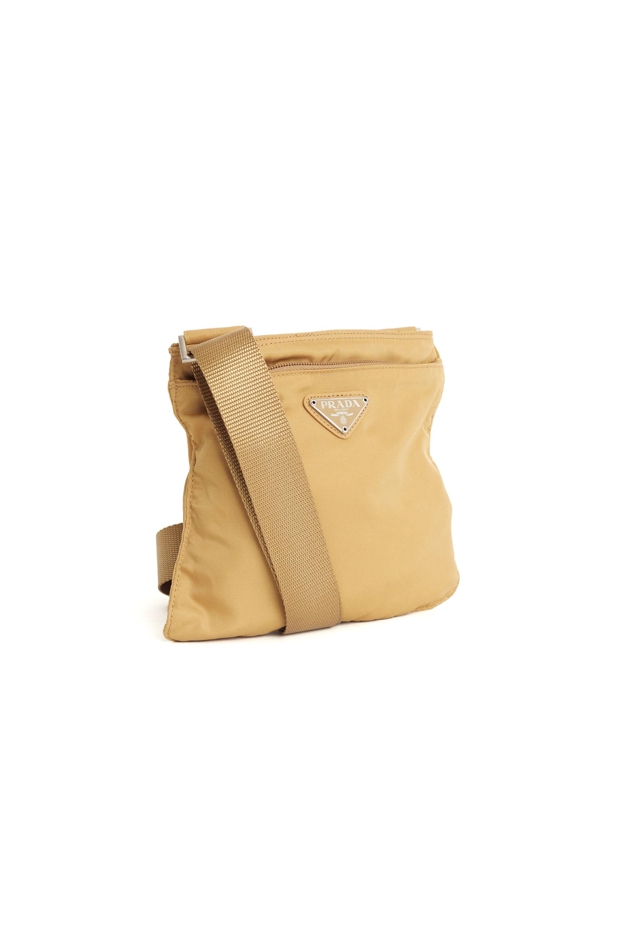Prada  Tessuto Nylon Camel Crossbody Bag In Excellent Condition In London, GB