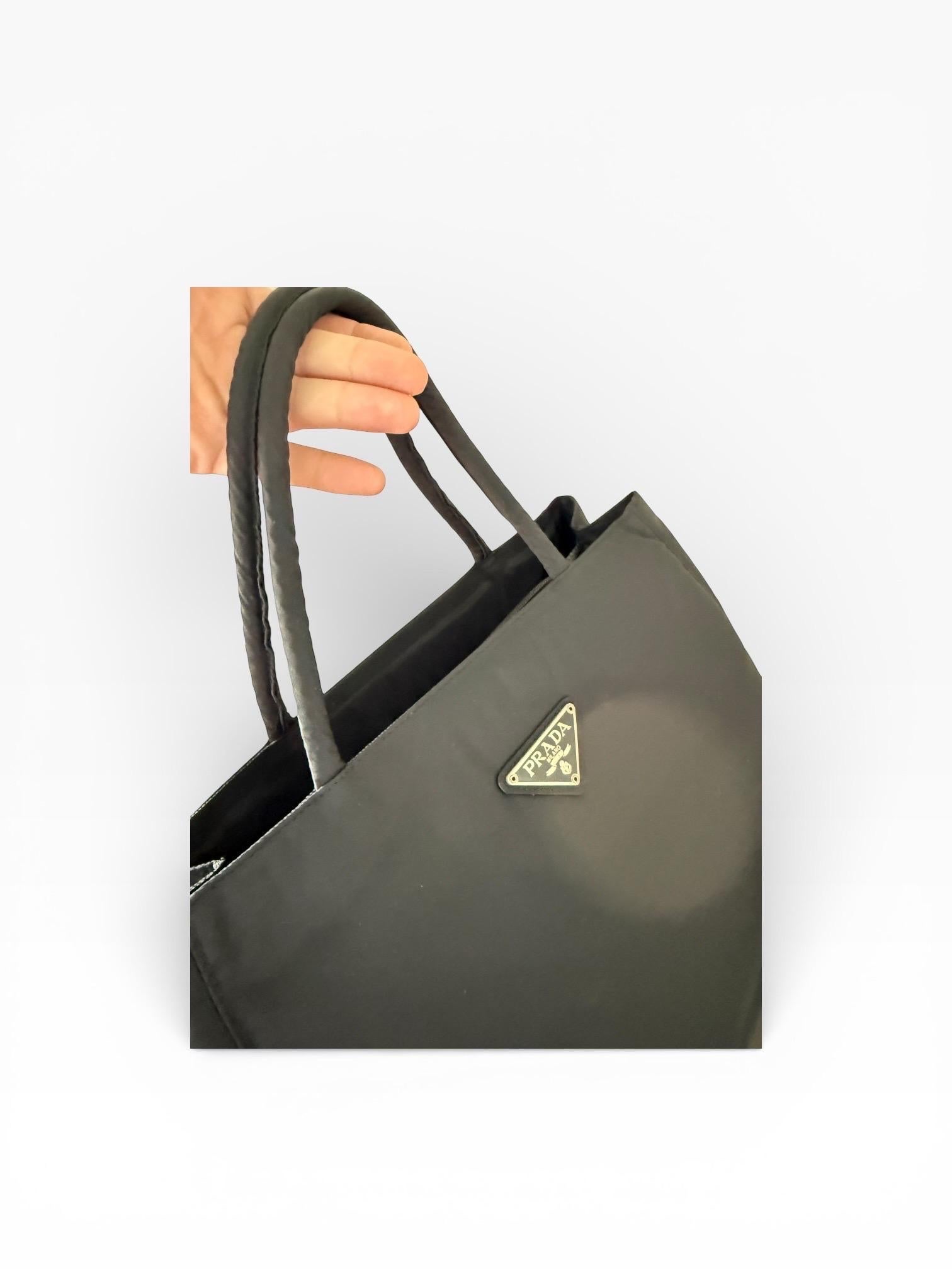 Prada Tessuto Nylon City Tote Bag Y2K Prada Black Handbag For Sale