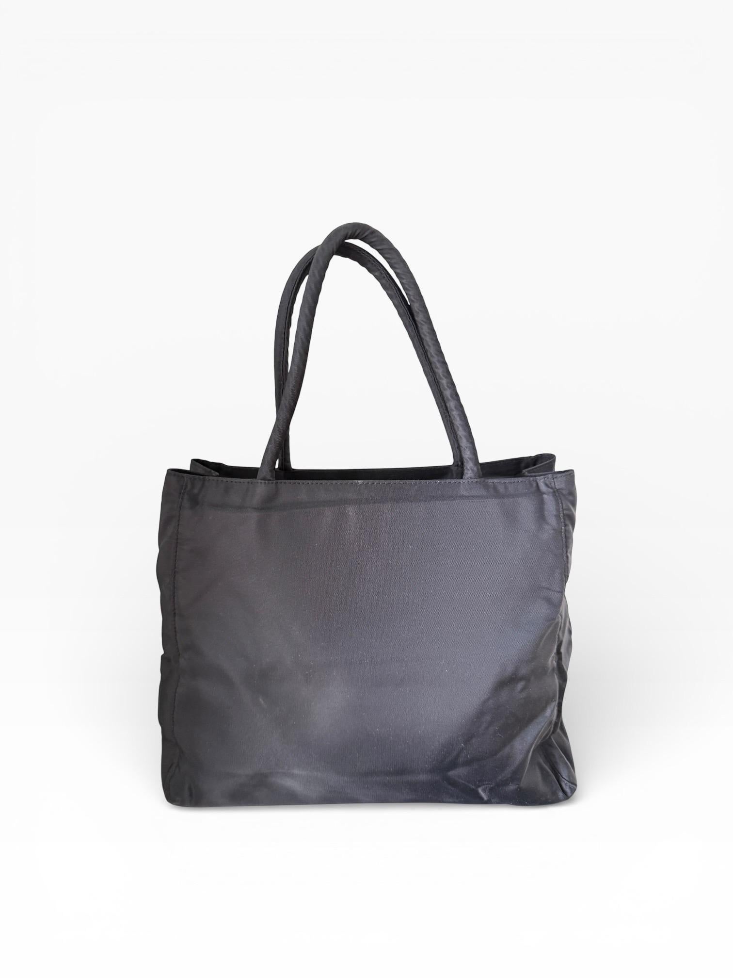 Prada Tessuto Nylon City Tote Bag Y2K Prada Black Handbag For Sale