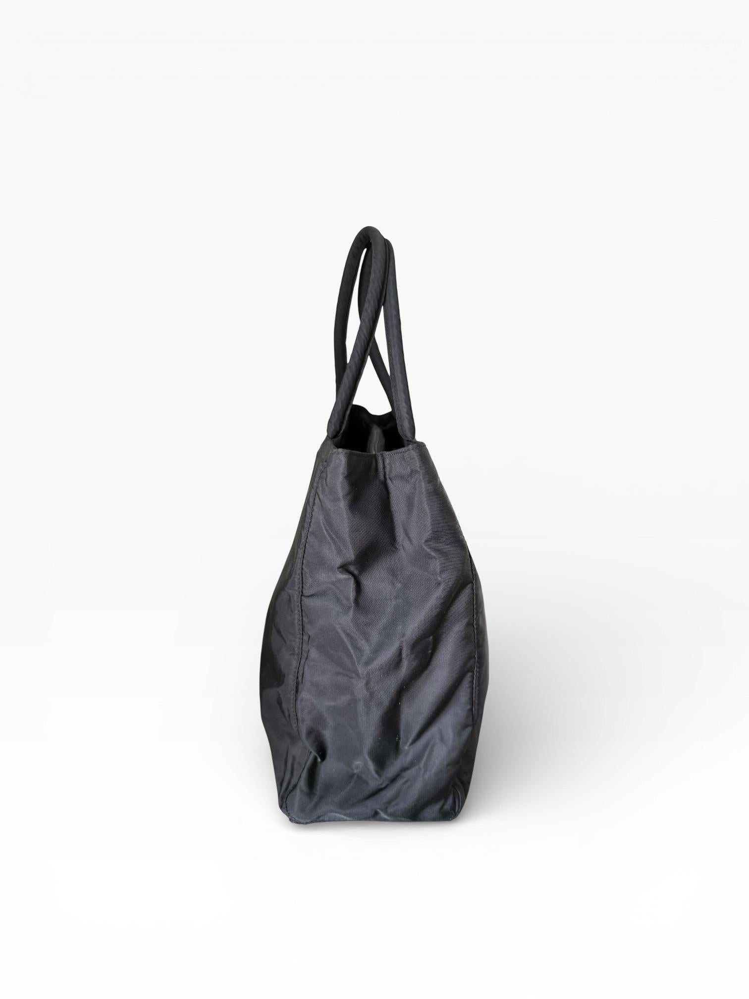 Prada Tessuto Nylon City Tote Bag Y2K Prada Black Handbag For Sale