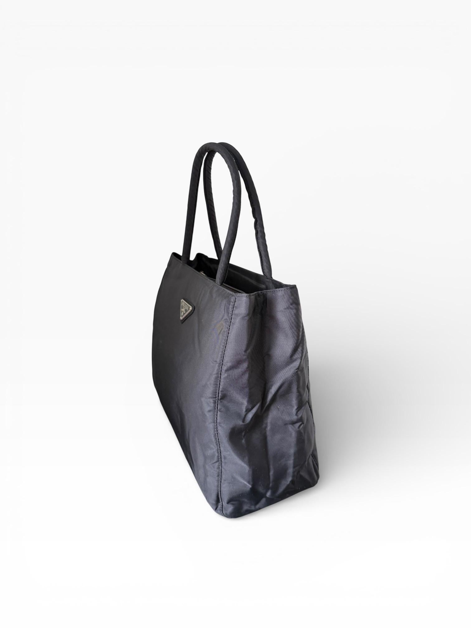 Prada Tessuto Nylon City Tote Bag Y2K Prada Black Handbag For Sale