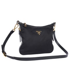 PRADA Tessuto Nylon Crossbody Bag Black