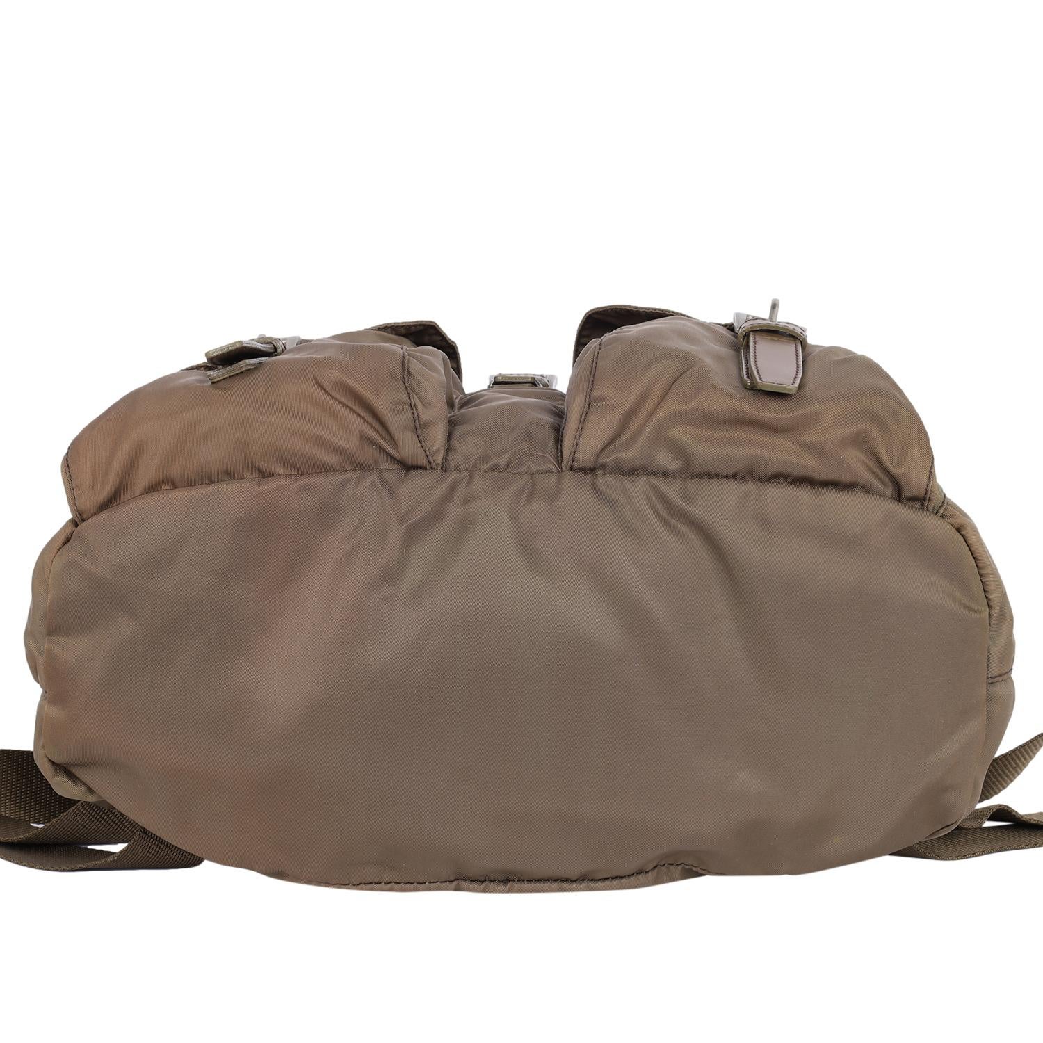 Prada Tessuto Nylon Drawstring Backpack Brown For Sale 7