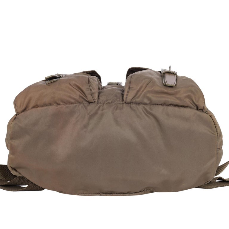 Prada Tessuto Brown Nylon Drawstring Backpack Unisex Made in  display picture 2