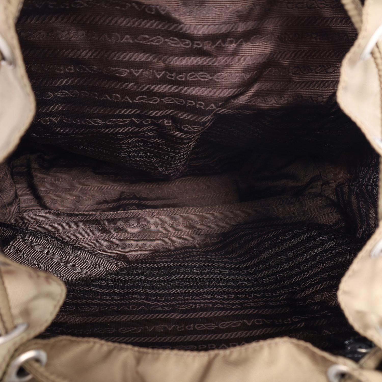 Prada Tessuto Nylon Drawstring Backpack Brown For Sale 10