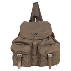 Prada Tessuto Brown Nylon Drawstring Backpack Unisex Made in Italy