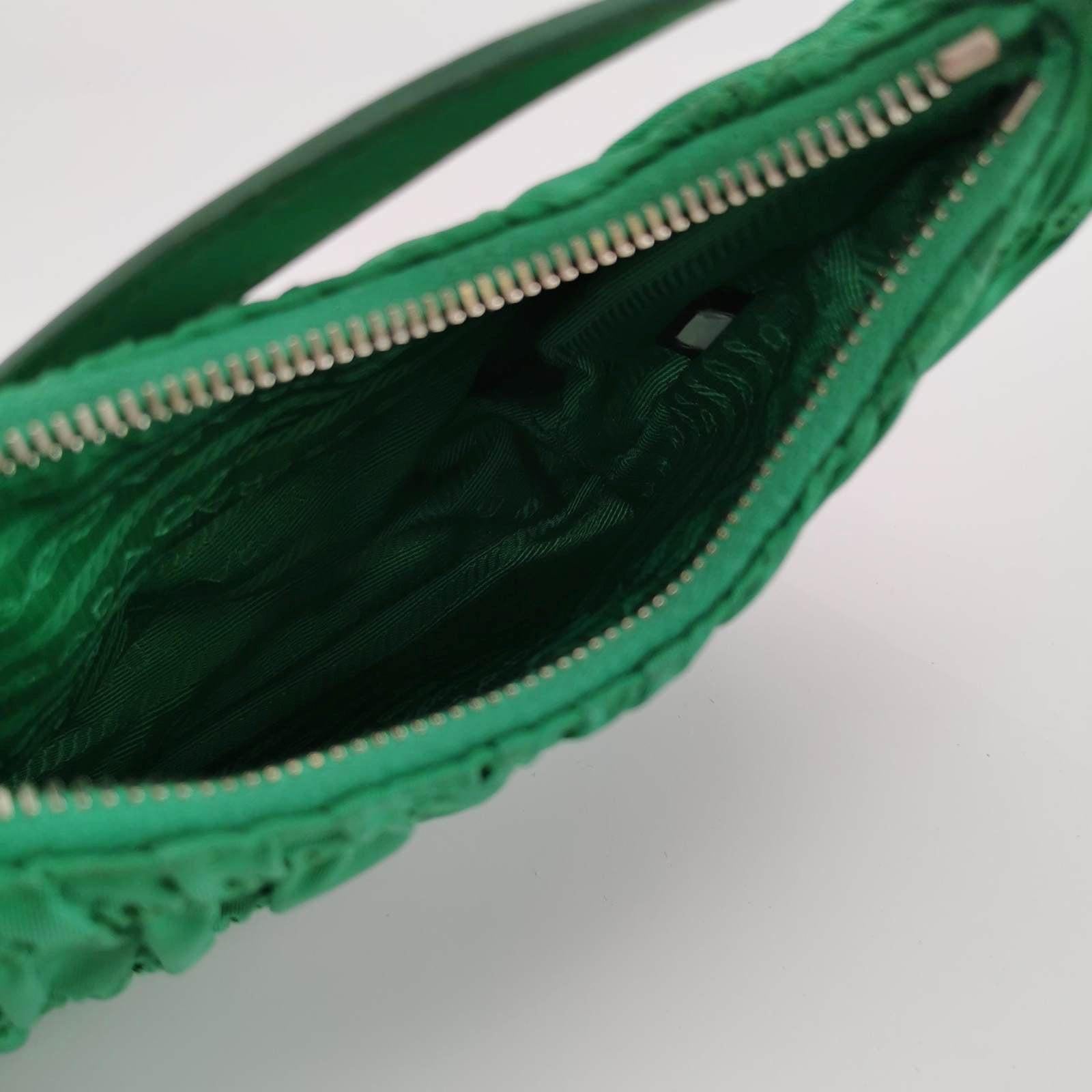Prada Tessuto Nylon Gaufre Hobo Shoulder Bag Mint Green 2