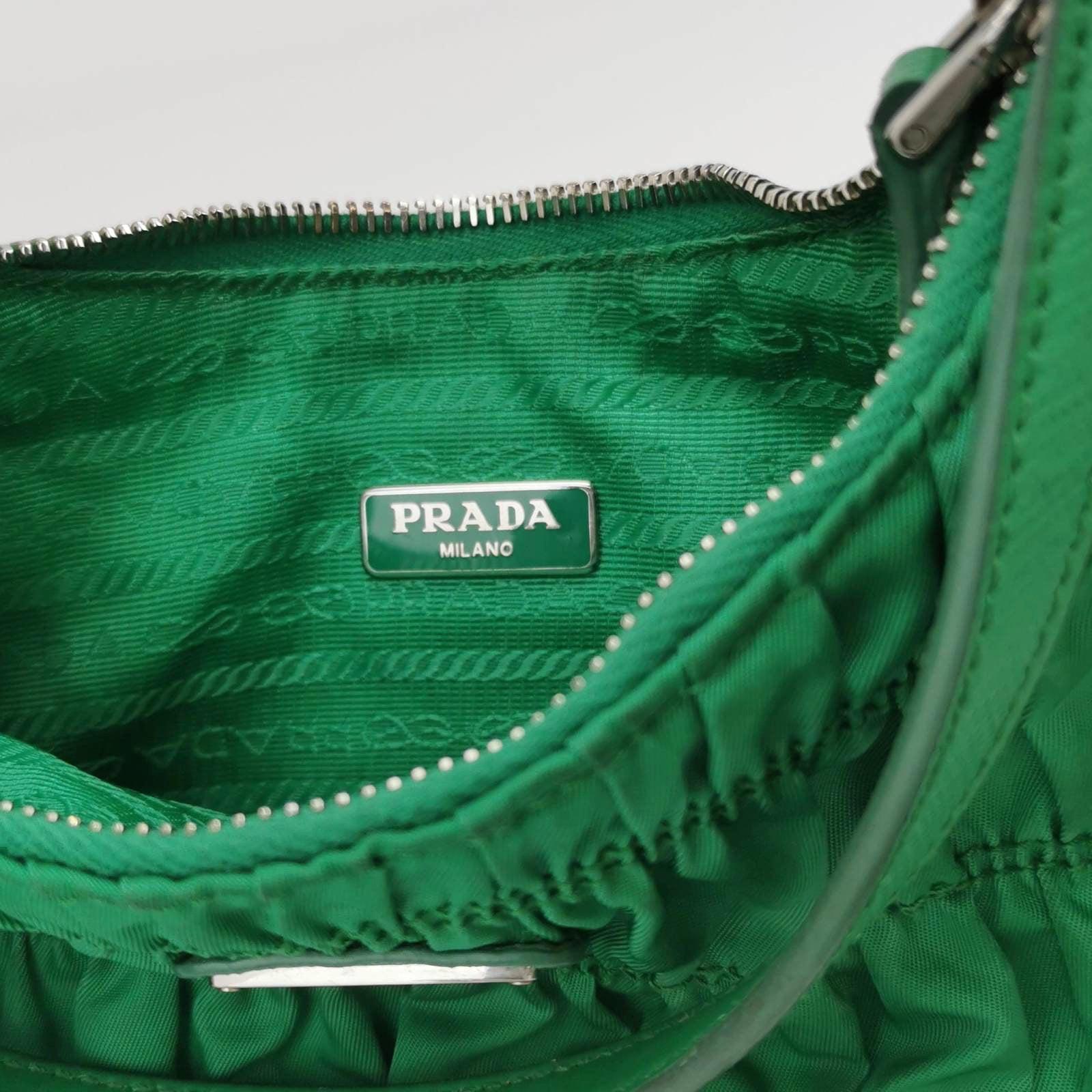 Prada Tessuto Nylon Gaufre Hobo Shoulder Bag Mint Green 3