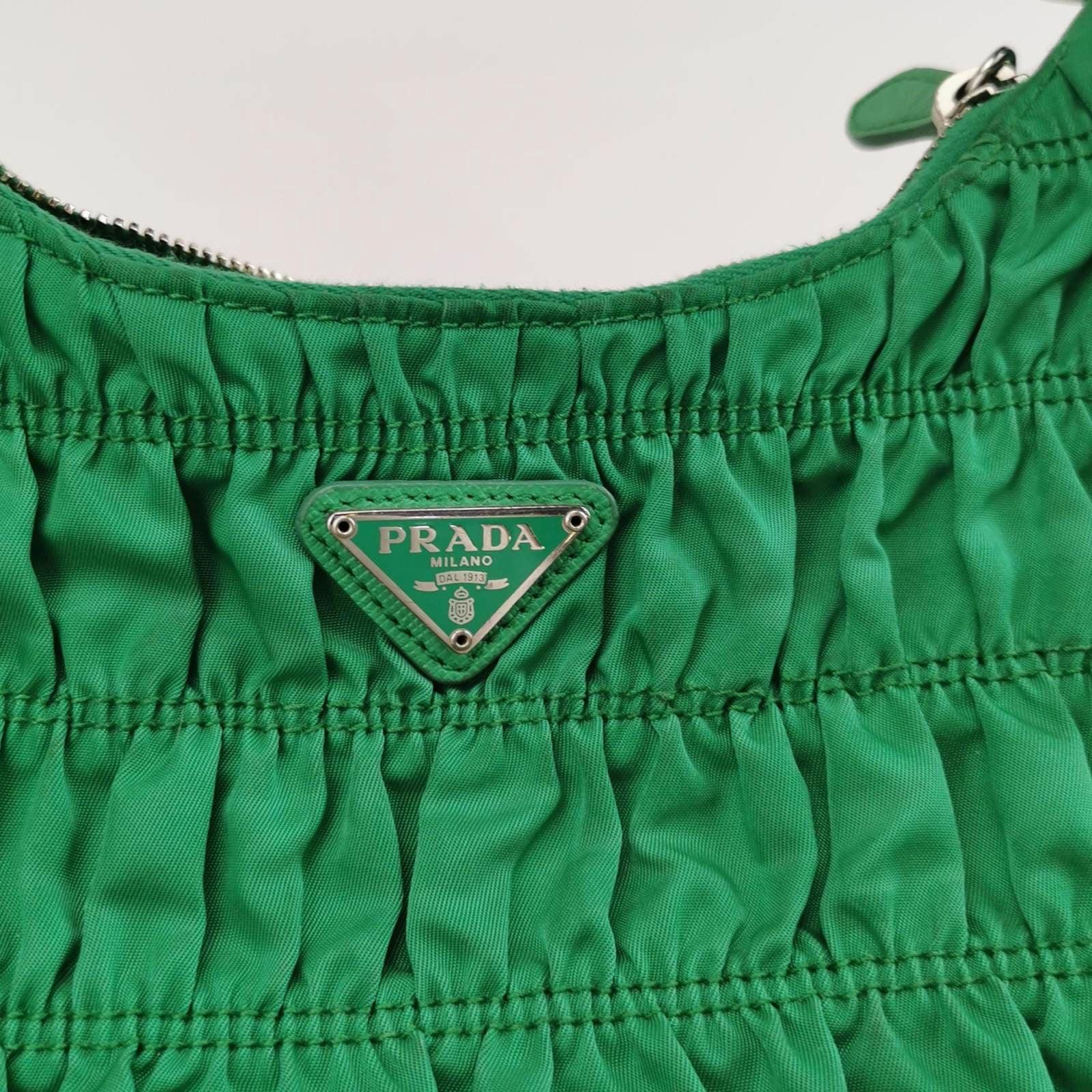 Prada Tessuto Nylon Gaufre Hobo Shoulder Bag Mint Green 4