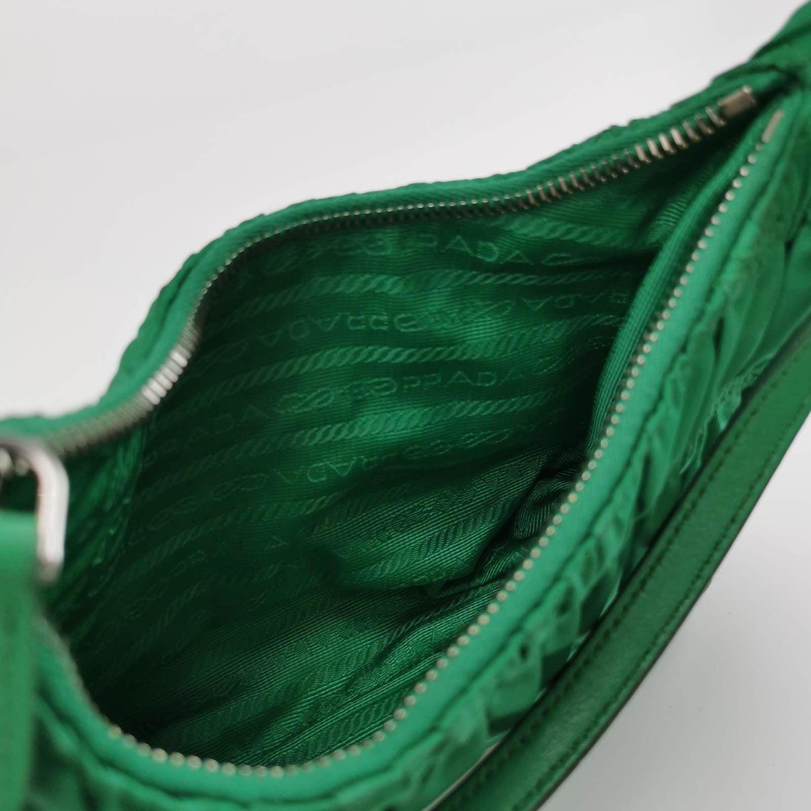 Prada Tessuto Nylon Gaufre Hobo Shoulder Bag Mint Green 5