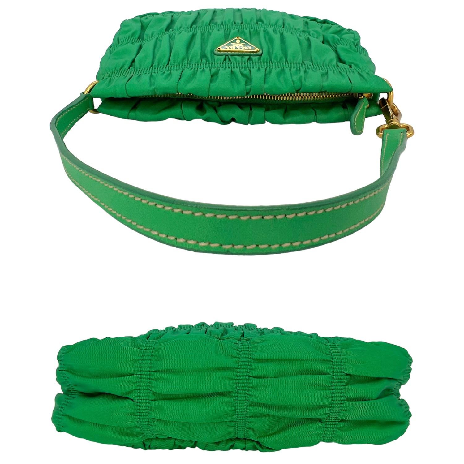 Women's Prada Tessuto Nylon Gaufre Shoulder Bag Pochette Mint Green