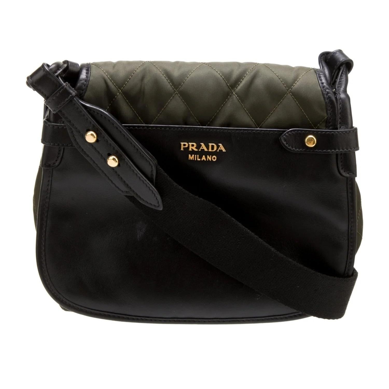 Black Prada Tessuto Nylon Impunture Corsaire Crossbody Bag