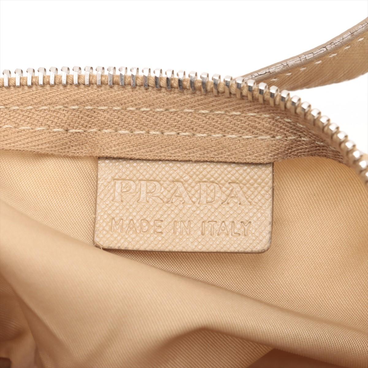 Prada Tessuto Nylon Leather Duffle Shoulder Bag Beige 7