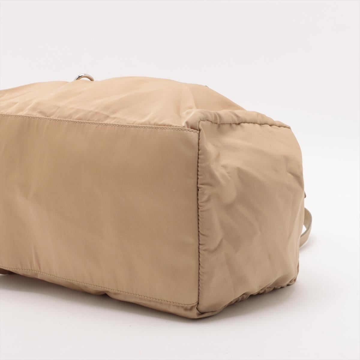 Women's Prada Tessuto Nylon Leather Duffle Shoulder Bag Beige