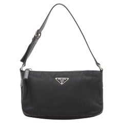 Prada Tessuto Nylon Leather Shoulder Bag Black