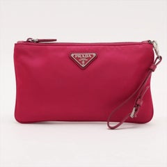 Prada Tessuto Nylon Leather Wristlet hot Pink