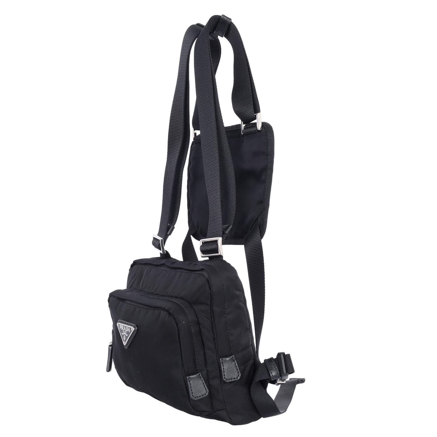 Women's or Men's Prada Tessuto Nylon Montagna Harness Bag Black