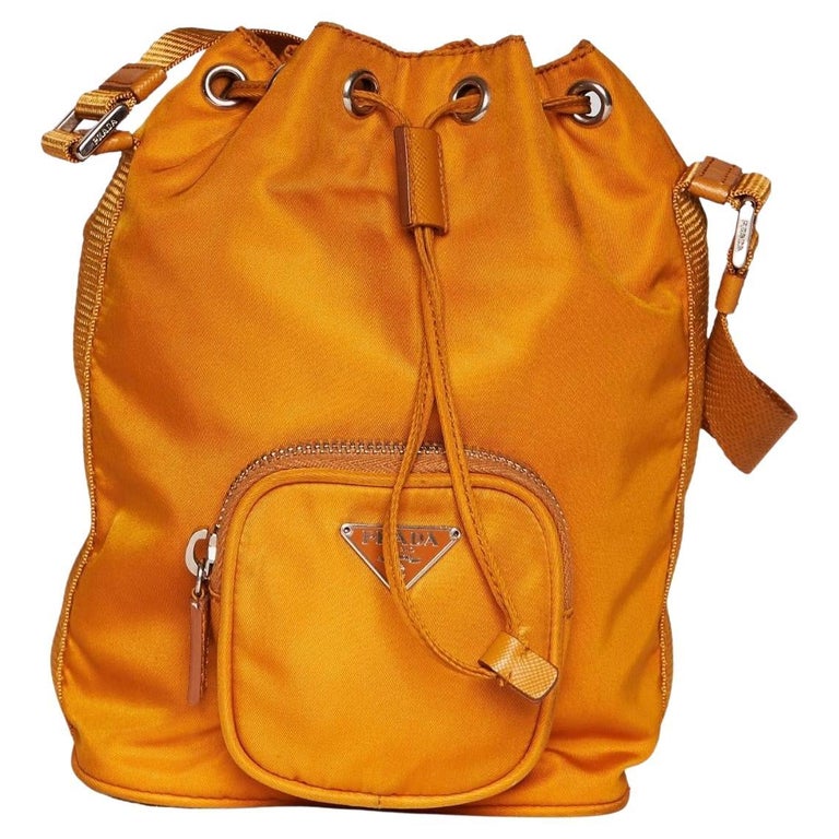 Prada Tessuto Nylon Orange Duet Mini Bucket Bag at 1stDibs