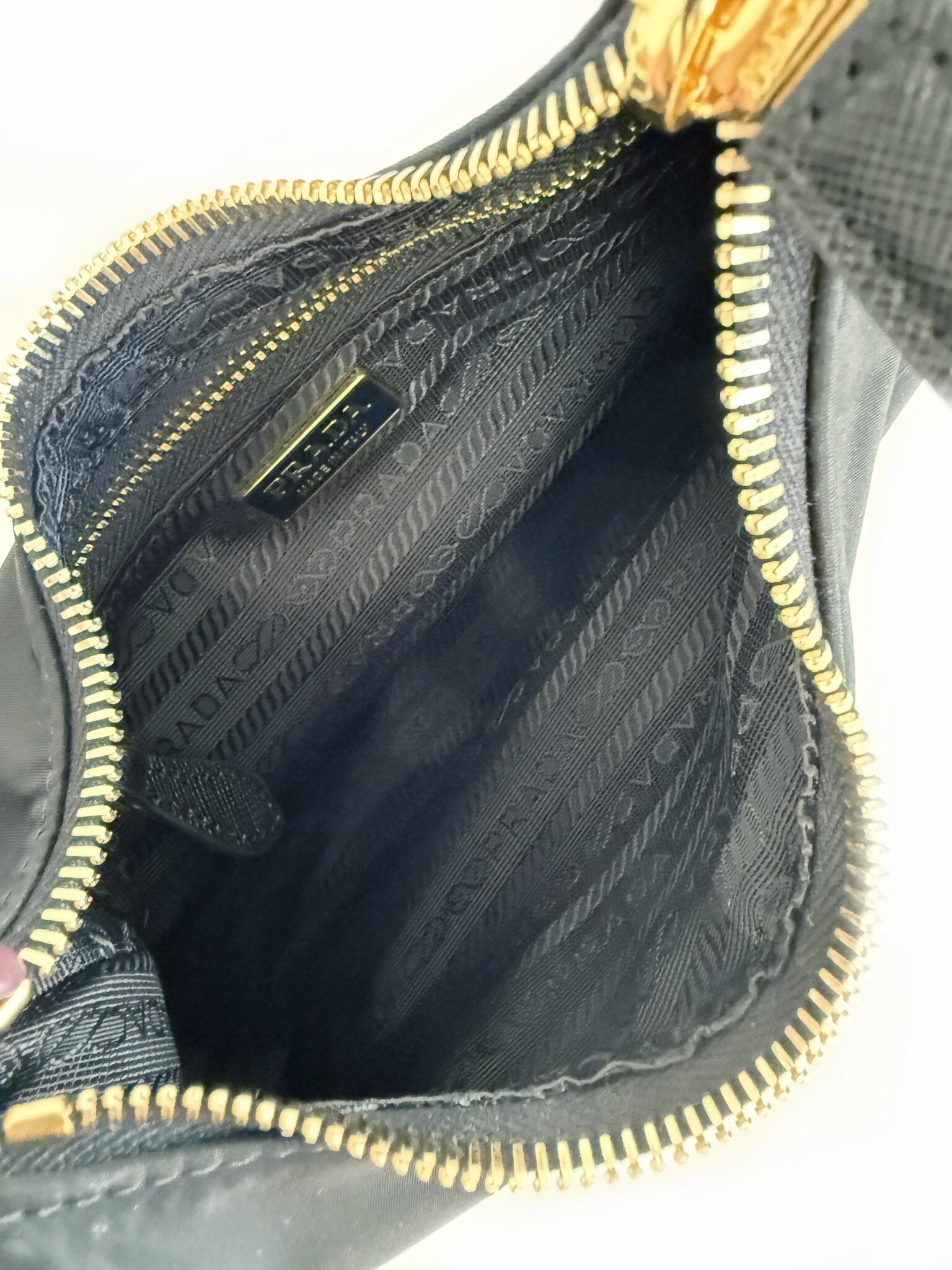 Prada Tessuto Nylon Saffiano Mini Re-edition Bag Black For Sale 2