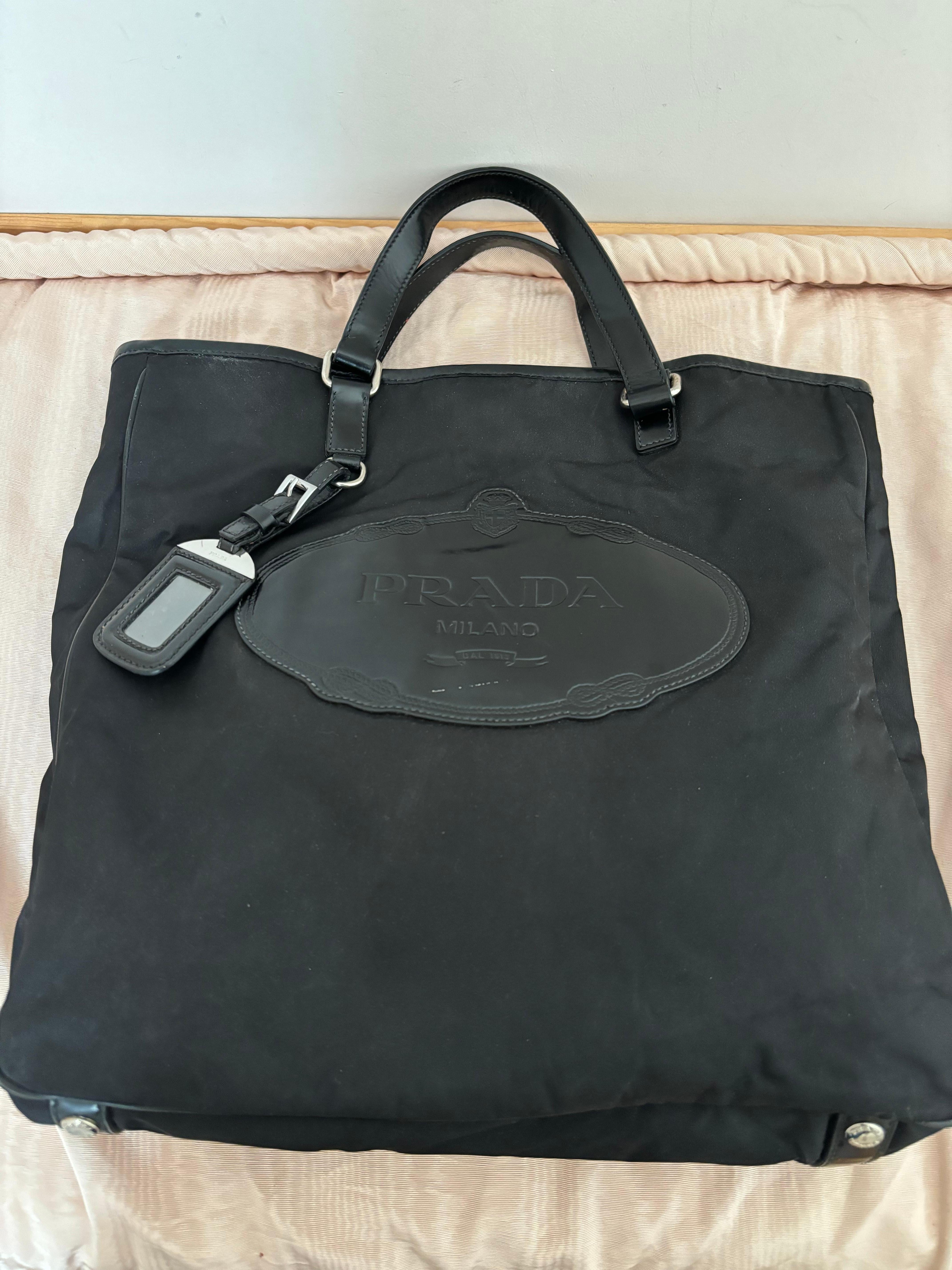 Black Prada Tessuto Nylon Tote For Sale