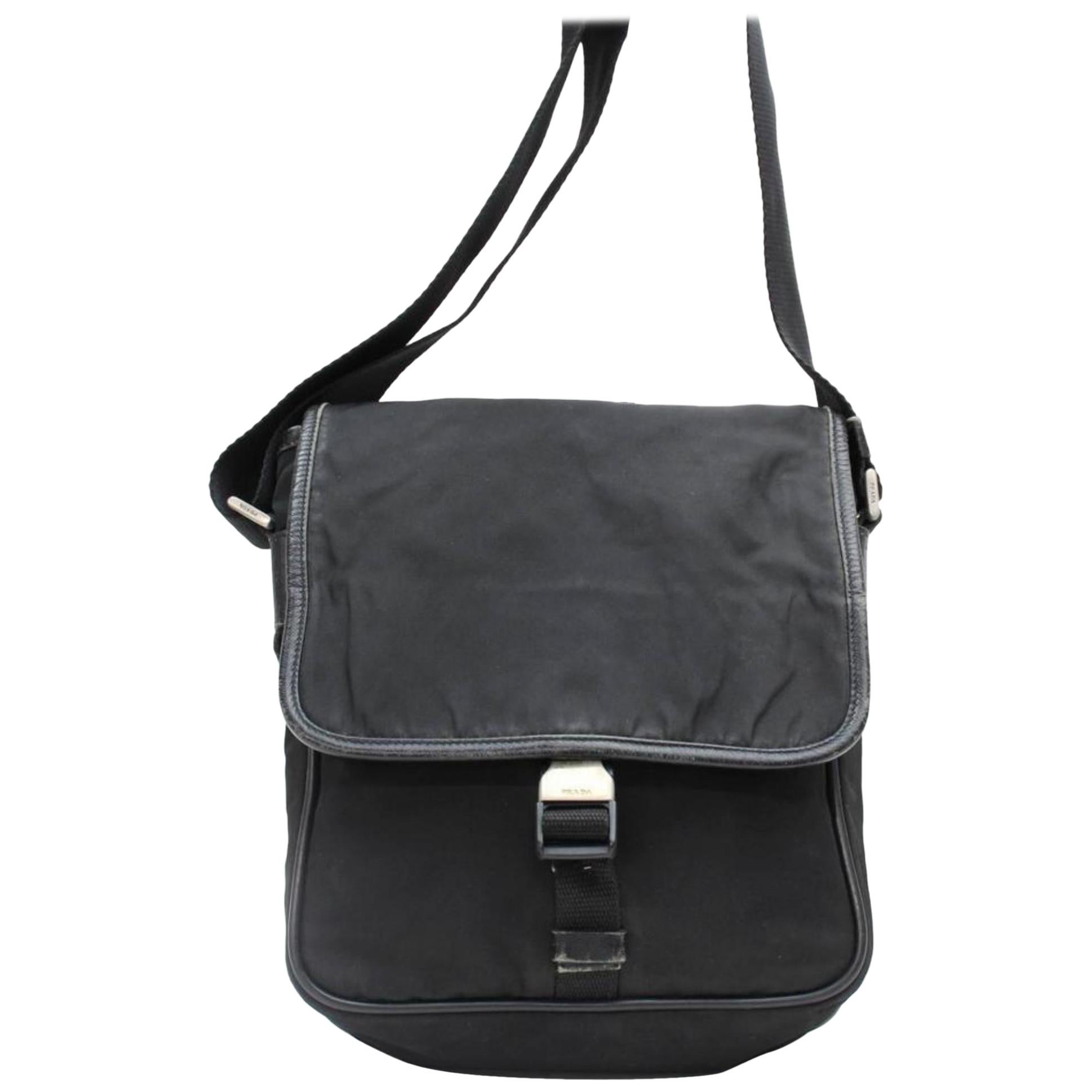 Prada Tessuto Pack 867943 Black Nylon Cross Body Bag For Sale