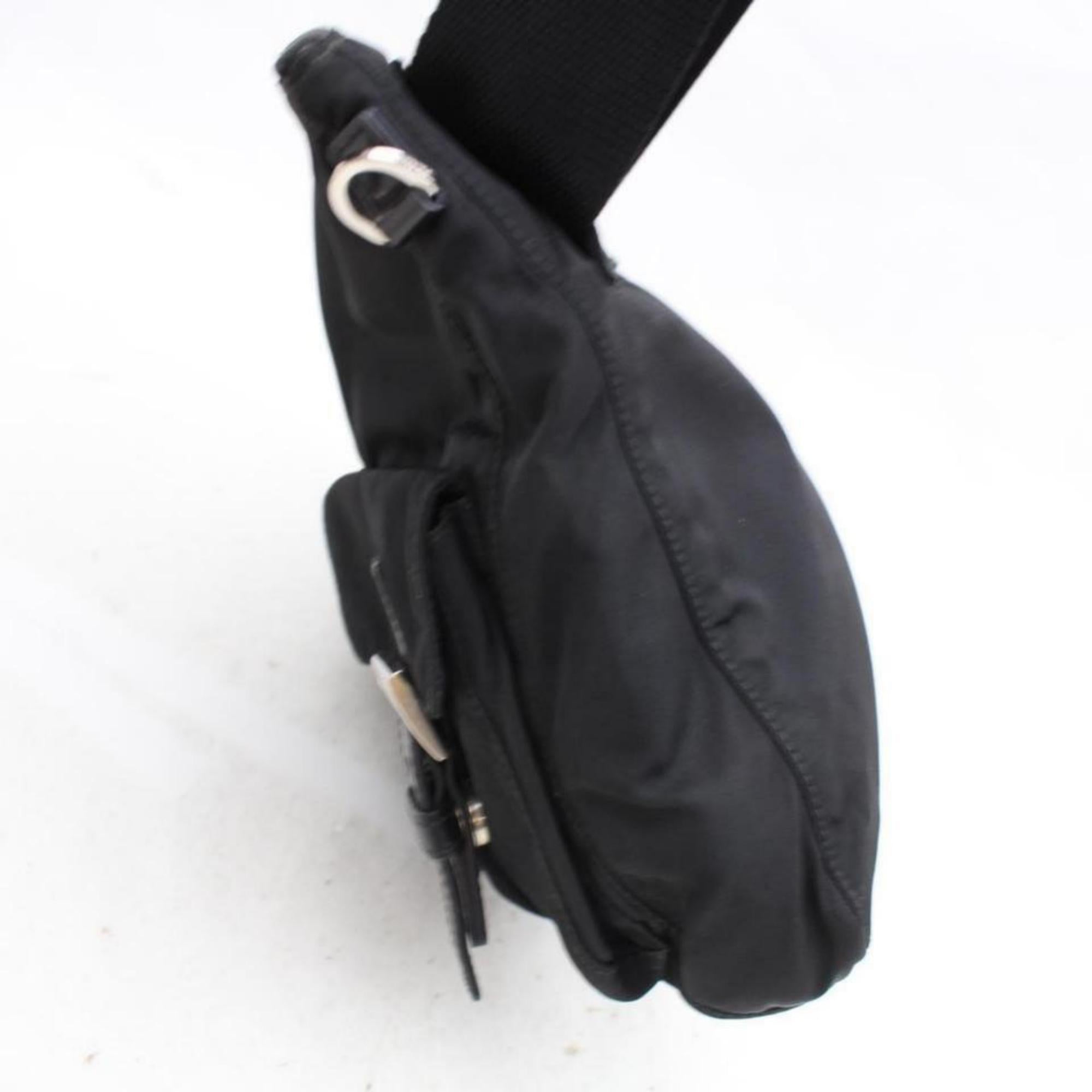 Prada Tessuto Pocket Messenger 869721 Black Nylon Shoulder Bag For Sale 1