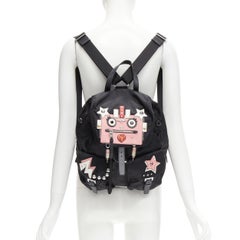 PRADA Tessuto Robot pink saffiano leather patchwork studded nylon backpack