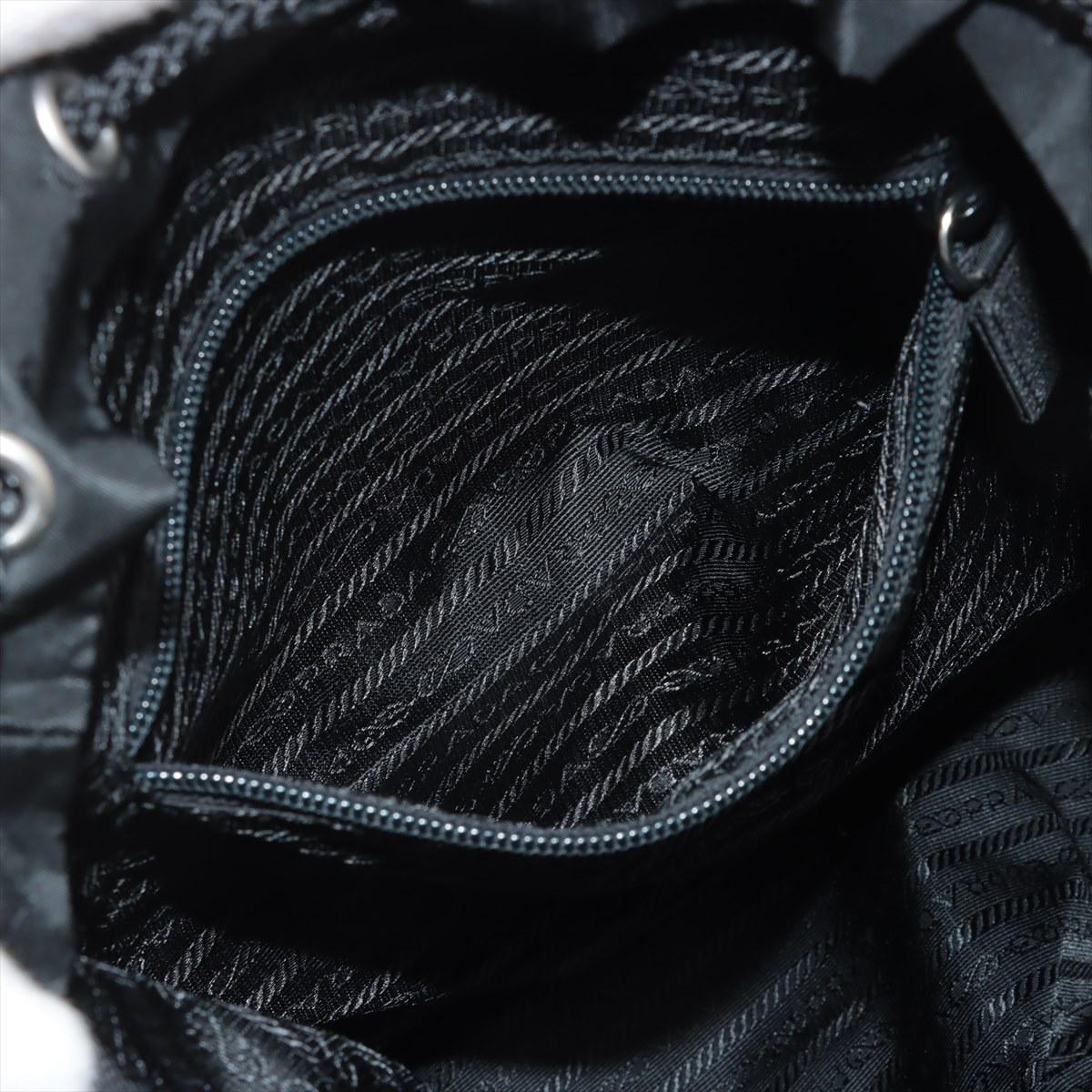 Prada Tessuto Saffiano Nylon Leather Drawstring Backpack Black en vente 4