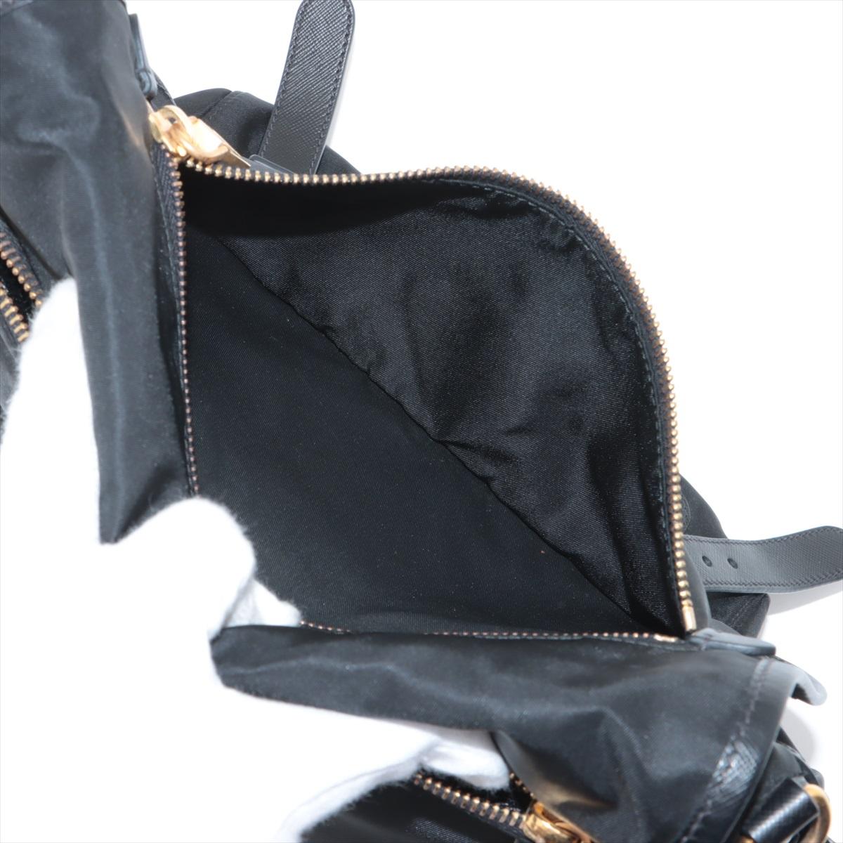 Prada Tessuto Saffiano Nylon Leather Messenger Bag Black For Sale 6