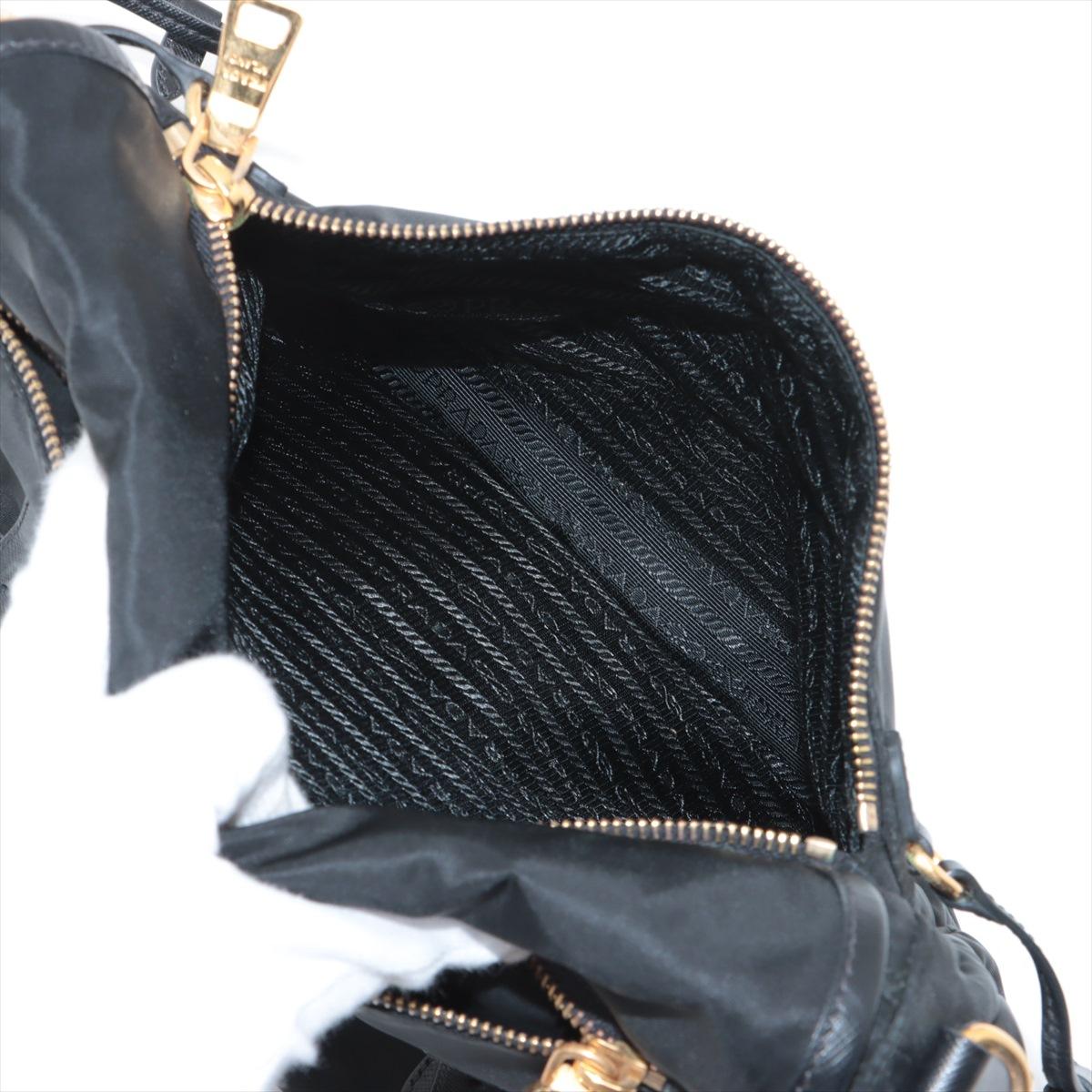 Prada Tessuto Saffiano Nylon Leather Messenger Bag Black For Sale 7