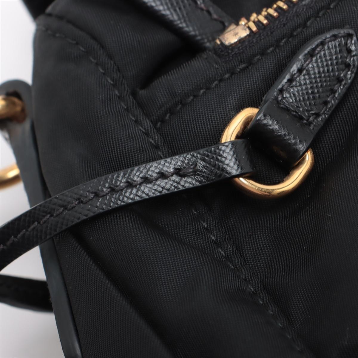 Prada Tessuto Saffiano Nylon Leather Messenger Bag Black For Sale 9