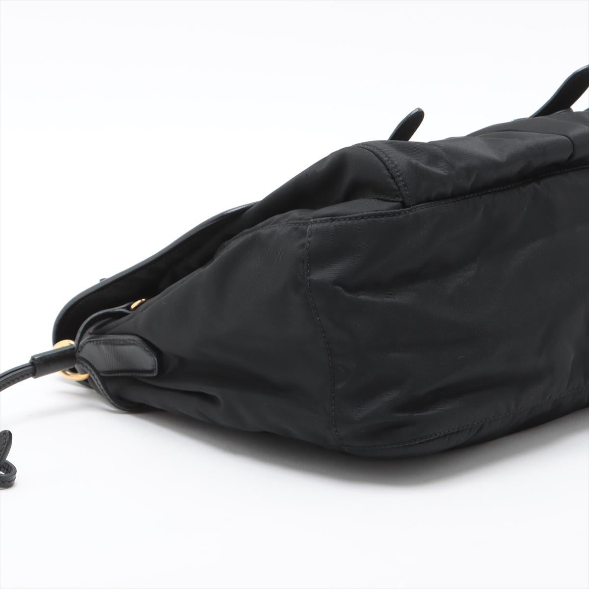 Prada Tessuto Saffiano Nylon Leather Messenger Bag Black For Sale 1