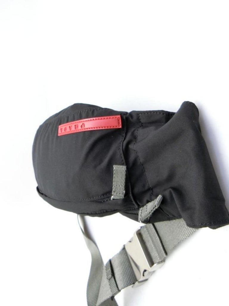 Prada Tessuto Sports Fanny Pack Waist Pouch 231475 Black Nylon Cross