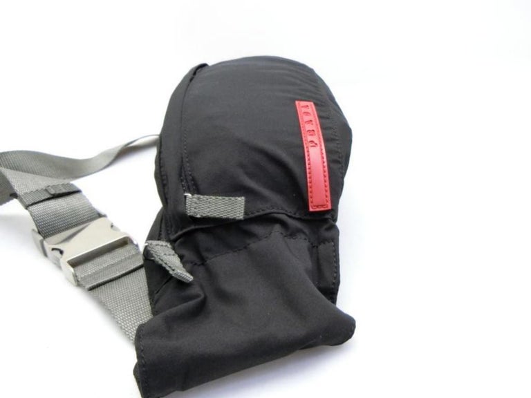 Prada Tessuto Sports Fanny Pack Waist Pouch 231475 Black Nylon Cross